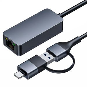 Hubs 2500 Mbit/s USBA Typec to RJ45 2.5G USB 3.0 Ethernet Adapter Converter LAN Network Hub für Windows 7/8/10 MAC für PC -Laptop