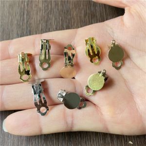 Küpe 30 PCS Küpe Klipsleri Delmiş Fotoğraf Cam Cabochon Ayarları Cameo Base Mücevher Yapımı Bulgular El Yapımı Kearing Malzeme Demir