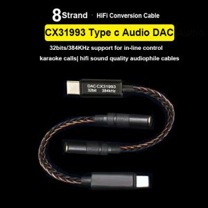 Усилитель новый T8 CX31993 Hifi DAC Audio Decoder Type C до 3,5 мм Усилитель для наушников для Android/Apple Decode Amp 32 -битный/384 кГц