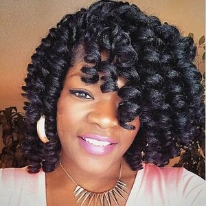 Sentetik Jamaikalı Bounce 12mm tığ işi saç uzantıları Afrika örgü kıvrımlı Kenzie Saniya Kalon Saç Kadınlar için