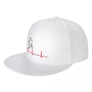 Шариковые шапки модные унисекс кролики, бегущие по бейсболке ЭКГ, взрослые регулируемые хип -хоп папа шляпа для мужчин спортивные