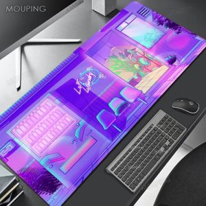 Rets Pink Japan Neon Mouse Pad крупный геймер Mausepad Deskmat Computer Gaming Accessories Art Carpet 90x40 Играйте в коврик аниме -офисный коврик