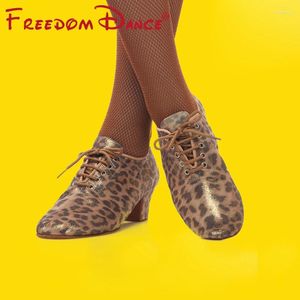 Танцевальная обувь Qualk Silk Flash Gold Satin Leopard Print латынь для женщин расколотые подошвы 5 см каблуки бальные танцы дамы