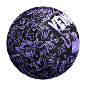 Siyah Mor Purple Lastik Basketbol Topu Resmi Boyut 7 Ücretsiz iğne net pompa Açık Dayanıklı Sepet Top 240418