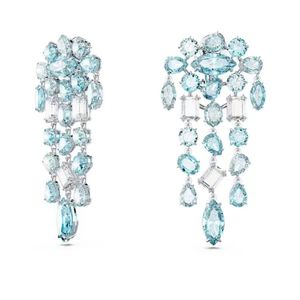 Роскошные гема Blue Austrian Crystal Bracelet Servings Serglace Set Set Jewelry Женщины День Святого Валентина Бренд Бренд Светлый Синий Каменный Серьера Ожерели Браслеты Подарок