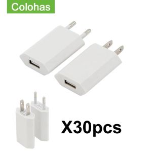 Зарядные устройства 30 ПК/лот USB Cable Eu/USA Plug Plug Plug Chrece Charger Advall Travel Charger Adapter для iPhone 12 Pro 11 XS Max XR x Drop Dropping