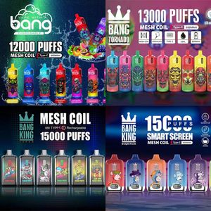 MOQ 10pcs Puff 12k 13k 15k 12000 13000 15000 Puffs Bang King Digital Box Tornado Ondayable Vape Pen 23ml Предварительно заполненные картриджи Pod 650MAH Rechargeable Battery Kit