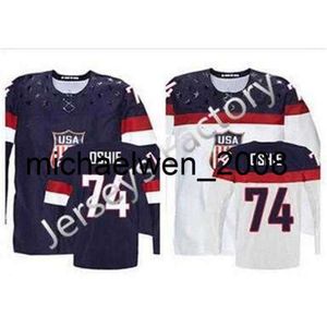 Kob Weng 2016 2014 T.J. Oshie USA Jersey Dikiş Sochi 2014 Takımı ABD 74 TJ Oshie Jersey Amerikan Hokey Jersey Çin