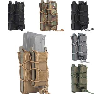 Holsters Taktik Molle Double Dergi Torbası Tüfek Tabancası Mag Pouchs 2layer Tutucu 9mm/5.56 Kemer Hızlı Taka Taşıyıcı Dergi Seti