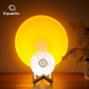 Equantu Islamic Gift Al Quran Projection Lamp Lamp Rower Control Touch Moon Lamp Sunset Player 240418