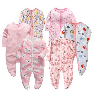 Tek parça dört mevsim 012 aylık bebek atlayıcılar yeni doğan kızlar%100 uzun parça bebek giyim pijamaları pamuklu pamuk ucuz