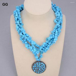 Kolye Kolyeleri GG 19 '' 4 Sıralar Mavi Turkuaz Cipsleri Ceza Siyah CZ Kristal Kolye Kadınlar İçin Etnik Lady Jewelry