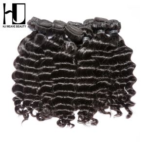 Плетение 7а девственные волосы перуанские распущенные пакеты с глубоким плетением натуральная волна 100% человеческие волосы оптом натуральный цвет густые волосы двойные нарисованные