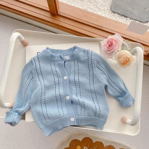 Cardigan 5t Boys Clothes Sets Kids Toddler Babys Girls Boys Spring inverno Solido maglione in maglieria Cardigan Cardigan Long Maniche con cappuccio ragazzi