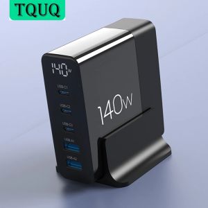 Chargers TQUQ 140W Несколько портов зарядное устройство PD 100W PPS 45W Super Fast Faste Charging Station Typec Ноутбук QC4+ USB C Power Adapter