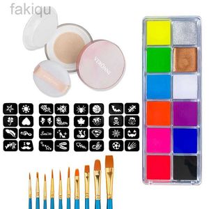 Vücut Boya Siyah Işığı UV Glow Boya 12 Renk Floresan Neon Yağı Yüz Boya Paleti Gevşek Toz Partisi Cosplay Makyaj Kozmetik D240424