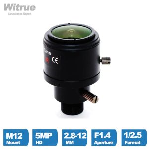 Filtreler 5MP Varifokal Lens M12 Mount 2.812mm 1/2.5 inç F1.4 IR Filtresi Sabit iris Manuel Odak ve Eylem Spor Kamerası için Zoom