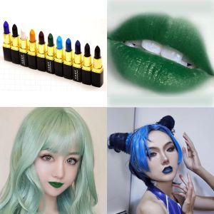 Губная помада Cos Matte Black Blue White Halloween Makeup Makeup Brown Yellow Green Purple Long Plasting Waterprong Cosmetic