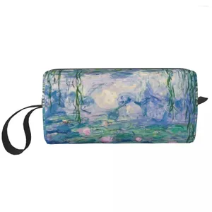 Depolama Çantaları Su Zambakları Claude Monet Güzel Sanat Tuvalet Çantası Fransız Ressam Makyaj Kozmetik Organizatör Bayanlar Güzellik Dopp Kit Kılıf