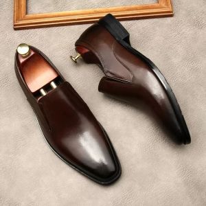 Spring Autumn Autumn Leather Luxury Man Slowers Slip On Dress Shoes para Moda Men Wedding Casual Original Sapatos Oxford Black