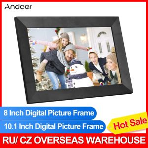 Çerçeveler Andoer 8 inç WiFi Fotoğraf Çerçevesi Dijital Resim Çerçevesi Fotoğraf Albümü IPS Touchscreen 1280*800 16GB Depolama Fotoğraf Paylaşımı Uygulama