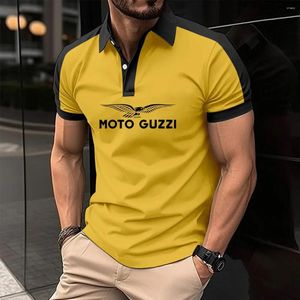 Мужская модная рубашка Polos Polo Sales Комфортная хлопковое с коротким рукавом с коротким рукавом Moto Guzzi Print Coluring Matching Harajuku Business