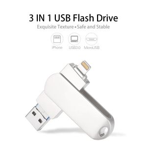 Drives Jaster iPhone Lightning Pen Drive OTG USB 3.0 Flash Drive для iPad Android 32 ГБ 64 ГБ 128 ГБ 256 ГБ Pendrive 3 в 1 палочку памяти