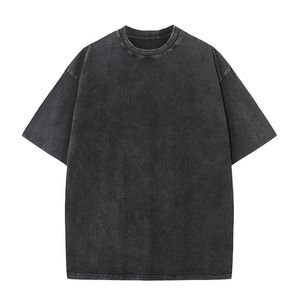 Yaz Tasarımcı Erkek Kadın Tişört Tişörtleri Tees Teps Pamuklu Ağır Vintage Düz Renk Siyah Gri Büyük Boy Gevşek Kısa Kol Giysileri