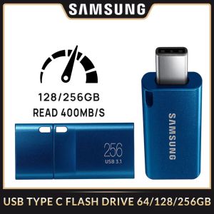 Sürücüler Samsung Tip C USB C 3.1 Flash Drive 64GB 128GB 256GB 400MB/S Hafıza U Disk Kalem Sürücü Çubuğu Dizüstü Bilgisayar Telefon Tablet Mini PC