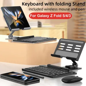 Беспроводная клавиатура мышей и мышь для Samsung Galaxy Z Fold 5 4 3 2 Tab Tab BluetoothCompatible клавиатура Вращающаяся складная подставка