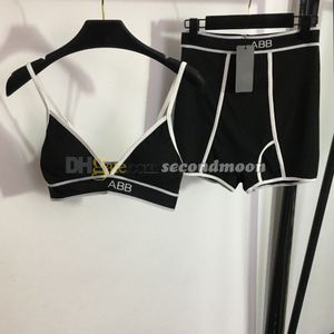Mektuplar dokuma bikini seti kadınlar yüzer boksör kısa elastik mayo gündelik stil bölünmüş mayo