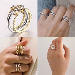 2024 New Designer Halley Gemini Band Rings Spinelli Kilcollin Brand New Luxury Industrial Wind Jewelry Gold 925 Sterling Silver Múltiplo Ring Mother Day Presente