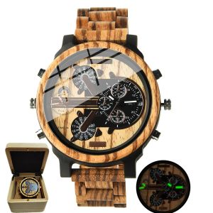 Relógios grandes relógios de pulso de madeira de madeira relógios masculinos com frete grátis Montre en Bois Fashion Businel Diesel Wood Weld Watches for Men