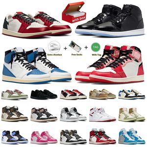 NIKE Jordan 1s Retro off-white Travis Scott Basketbol ayakkabıları jorda jordens 1s Retor  Atletik TS Mocha Fragment Golf Olive Celadon Palomino OW UNC White Chicago 36-47【code ：L】