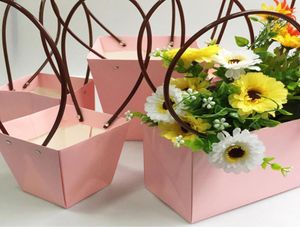Taşınabilir güzel kağıt kutusu çiçek ambalaj kutusu kullanışlı hediye çantası çiçekçi çiçek çantası düğün doğum günü partisi gül şeker pastası8432244