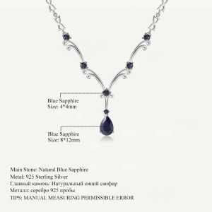 Kolyeler Gem'in Bale Lüks 5.61ct Doğal Mavi Safir Taş Kolye Kolye Kadınlar için 925 Sterlling Gümüş Vintage Fine Jewelry