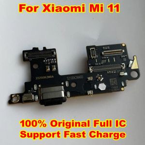 Kablolar% 100 orijinal tam ic usb şarj portu esnek kablo xiaomi mi için 11 mi11 şarj cihazı SIM kart yuvası tutucu + mikrofon