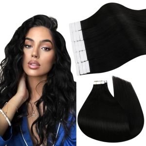 Weft Ugeat лента в наращивании волос натуральные человеческие волосы Прямой платок кожи для женщин Сплошной цвет может окрасить более темные 100% настоящие волосы
