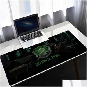 Fareler oyun fare mat Slyththerin kolej mausepad genişletilmiş ped masaçısı pc aksesuarları gamer klavyesi fousepad paspaslar dolap mause pedler d oT8al