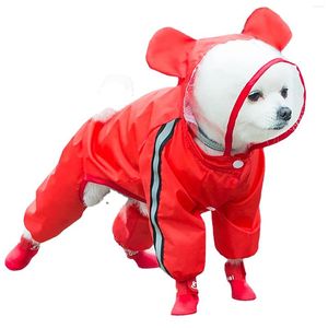 Köpek Giyim Yağmur Cound Full Vücut Pet Su Geçirmez Ceket Hafif ve Yansıtıcı Yağmur Ceketi Şeffaf Kaput tasma Deliği Dört