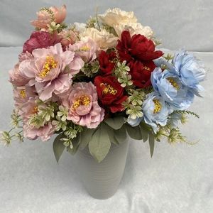 Flores decorativas Simulação Peony Artificial Bouquet Home Party Wedding Decorations Pography adereços