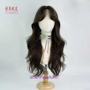Orijinal saç perukları online mağaza jiahe peruk uzun kıvırcık dışarıya bakan sekiz karakter dağıtım seti internet ünlü yüzü kesme günde birkaç patlama lolita