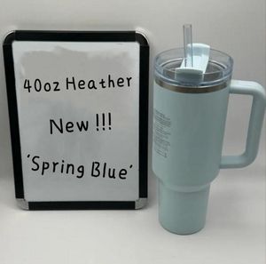 Yeni renkler ABD stok bahar mavi kravat boya pembe söndürücü bardaklar h2.0 40 oz silikon saplı kapaklı ve saman araba kupaları su şişeleri iyi satıyor