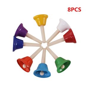 Aynalar 8pcs Handbell El Çanı 8Not Renkli Çocuk Çocuk Müzik Oyuncak Perküsyon Enstrümanı Yüksek Bell Müzikal Öğrenme Aksesuarları