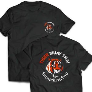 Erkek tişörtleri Yeni Tiger Muay Thai Kick Boks T-shirt Yaz Kısa Kollu O yaka Erkekler Tişört Tees Üstleri Hake Sağlıklı Spor T240425