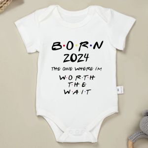 Tek parçalar doğdu 2024 erkek bebek ve kız onesie pamuklu plossing gebelik duyuru hediyesi Yüksek kaliteli yeni doğan bodysuit ucuz hızlı teslimat