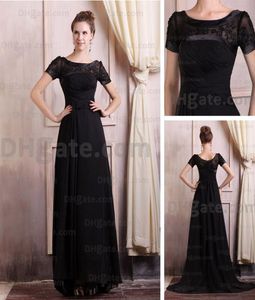 2015 Madre della sposa Dress Black Black Court Train Chiffon Lace Appliques Abiti da sera Real Immagine reale Dhyz 022786983