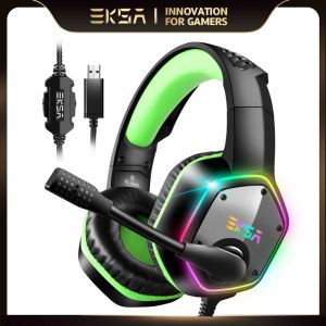 Наушники игровые наушники для ПК/PS4/PS5 EKSA E1000 7.1 Окружение RGB Gaming Hearset Gamemer USB Wired Wired Shired Shired Shield с микрофоном с шумоподавлением