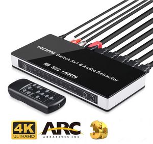 HDMI Anahtar Anahtarlayıcı 5x1 HDMI Audio Extractor 4KX2K 3D ARC SES EDID AYARI HDMI 1.4V HDMI Anahtar 5 Uzaktan 1 Out OUT