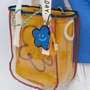 Omuz çantaları temiz jöle tote kadın çanta tasarımcısı için 2024 ip sapı çanta ve çantalar çiçek pvc alışveriş debriyajı